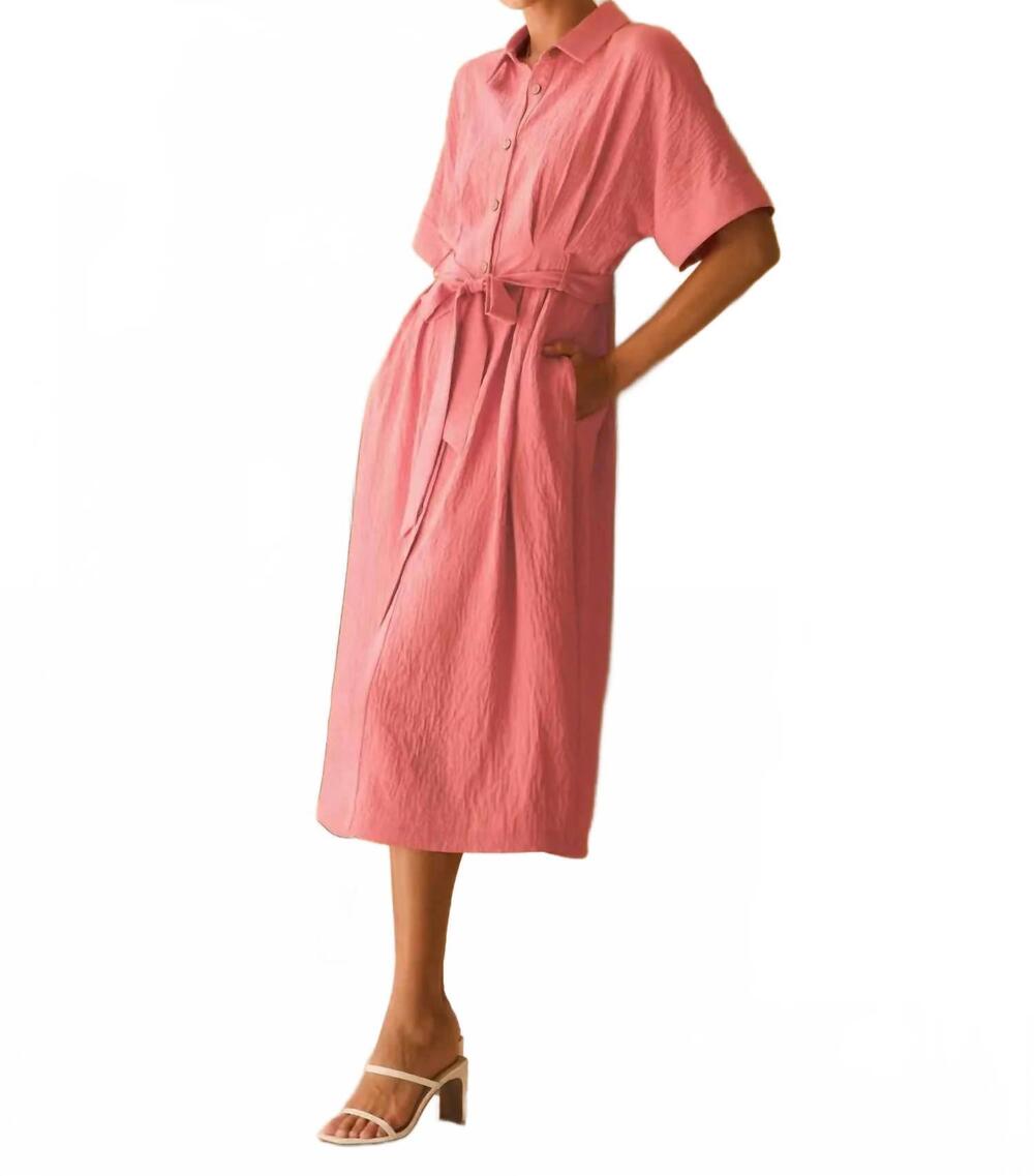 NEW ODDI solid airflow shirt dress in mauve